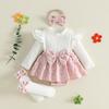 Citgeett Autumn Infant Baby Girl Fall Outfits Long Sleeve Bodysuit Dress Bow Headband Stockings Clothes
