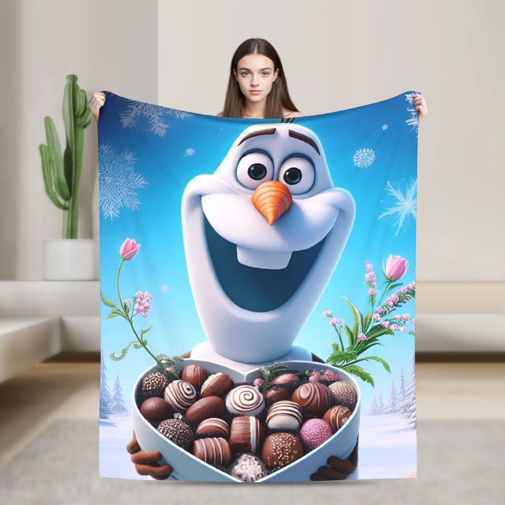 Frozen Olaf Cartoon  Blanket  Super Soft Novelty Plush Throw Blanket For Bedroom Airplane Travel Flannel Bedspread Bed Cover