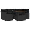 Ensemble de Canapés de Jardin de 7 Pièces avec Coussins Noir Poly Rattan, Canapé de Jardin 2 Places avec Rangement 3358151