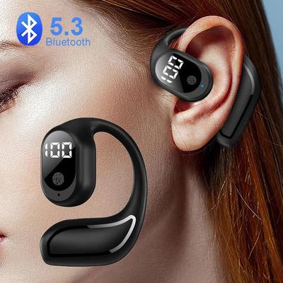 Drahtloser Bluetooth 5.3-Kopfhörer mit Ohrbügel, HiFi-Stereo-Rauschunterdrückung, Headset, wasserdichter Ohrhörer
