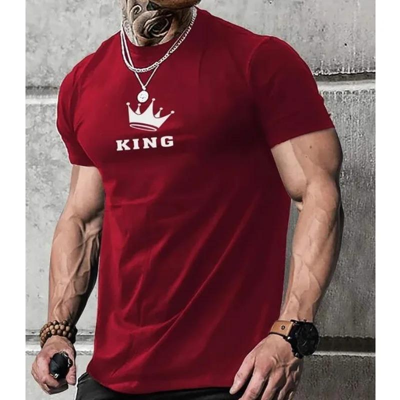 Fashion T-Shirts for Men 3d Letter King Printed Men'S Clothing Casual Short Sleeved Street Harajuku Tops Loose T Shirt