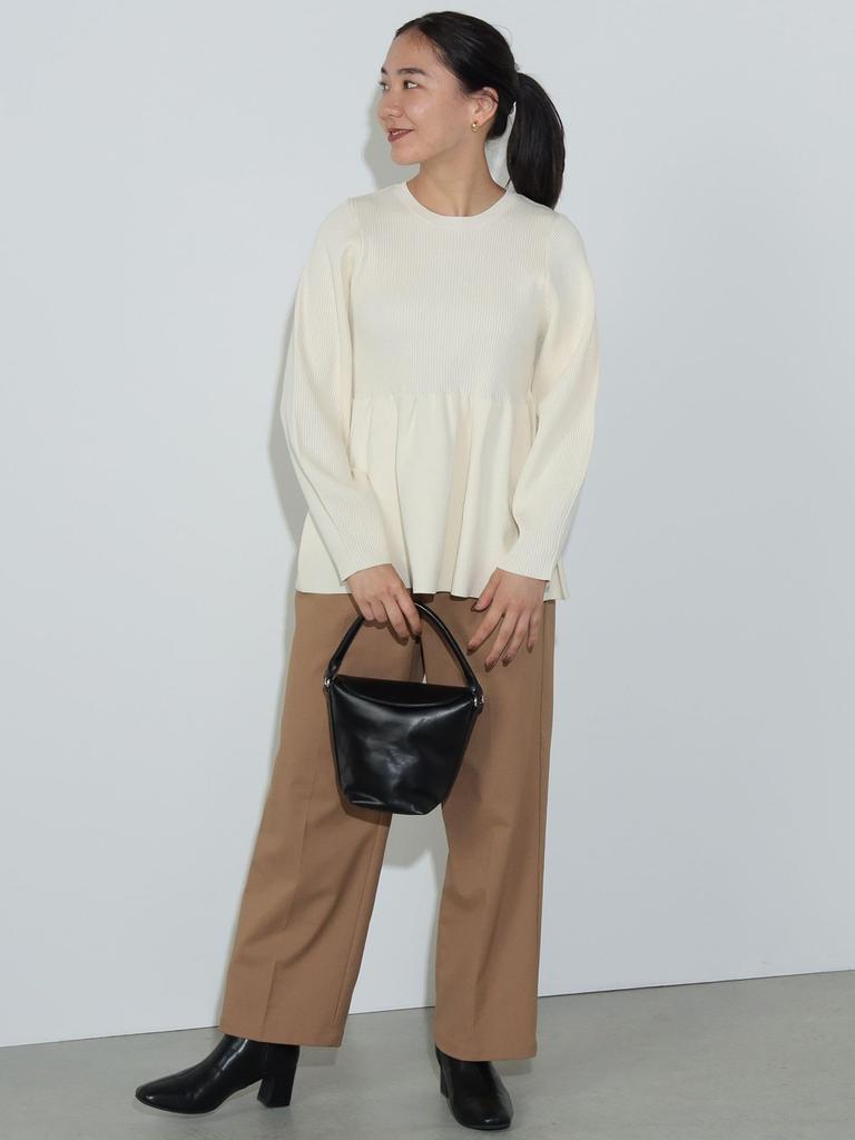 Knit Peplum Form Pullover Knit IVORY ONE SIZE [Beams Heart] L/S Women's