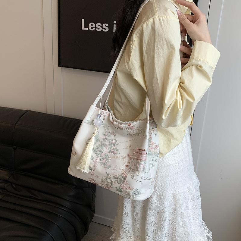 New Chinese Style Retro Bag New Models Silk Jacquard Fashionable Minimalist Bag Single Shoulder Diagonal Cross Women's Bag