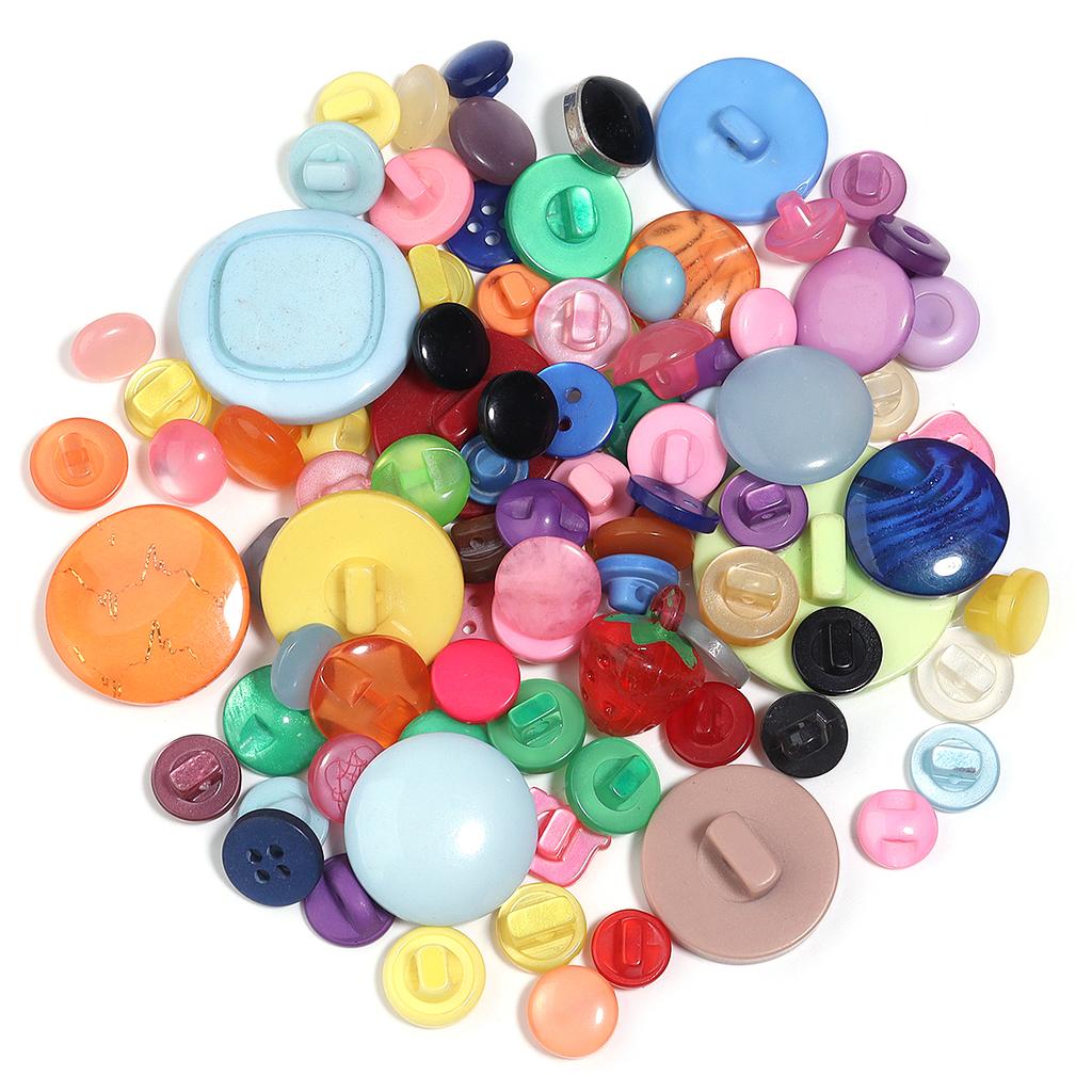 90Pcs/pack Colorful Round Resin Buttons Assorted Sizes Bulk Buttons For Handmade Creative Crafts Sewing Clothing Accessories 50g