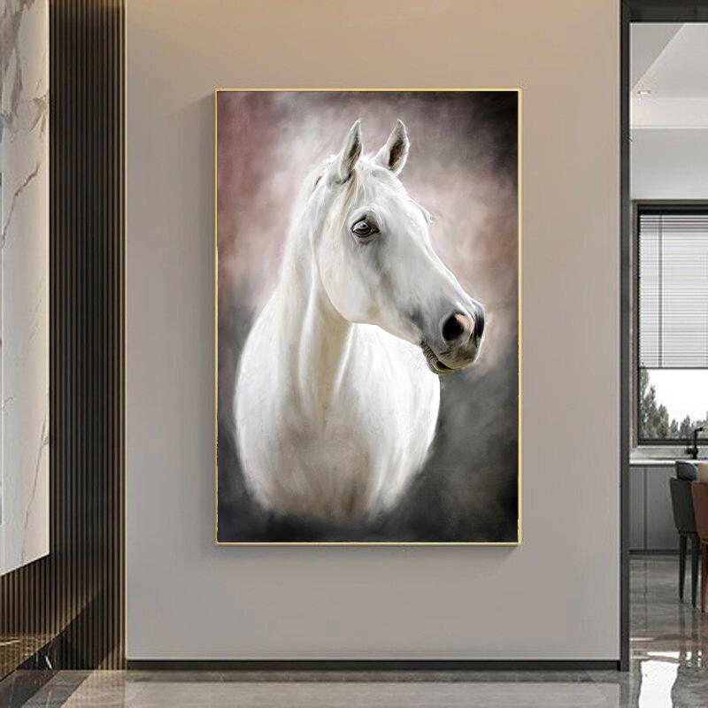 Black and White Horse Poster Print Canvas Painting Horses Running Animal Wall Art Picture for Farmhouse Room Home Decor
