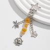 Fashionable Stars Moon Sun Pendant Keyring Holder for Women and Girls Bohemian Colorful Beads Jewelry Accessory