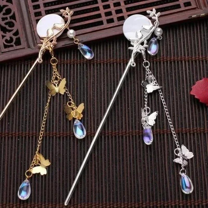 Fashion Classic Pearl Tassel Butterfly Hair Stick Exquisite and Special Bride Headwear Travel Photography Jewelry Accessorie