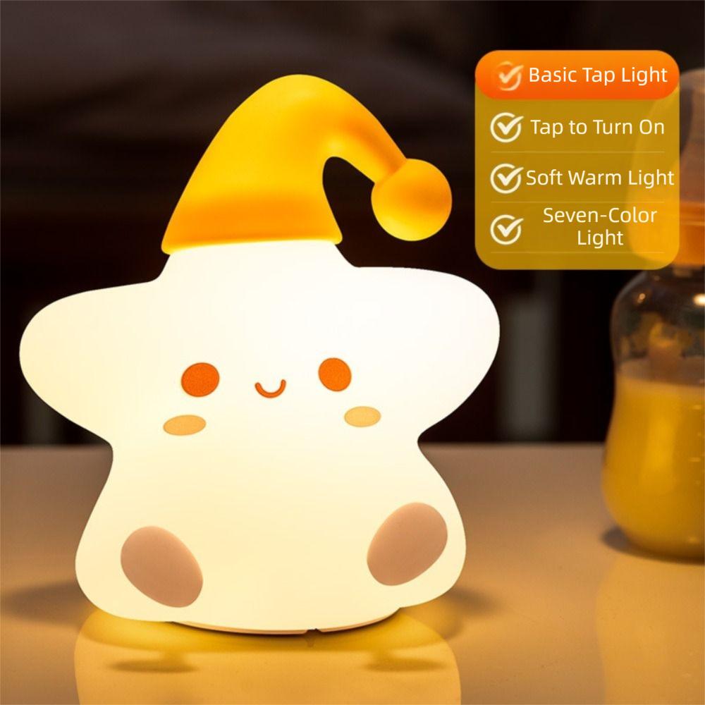 Silicone LED Star Night Light Battery Powered LED Night Light Baby Toy Table Lamp Bedroom
