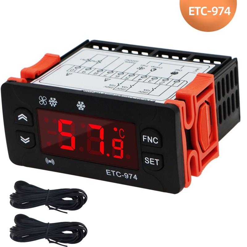 ETC-974 220V NTC Sensor Digital Temperature Controller Microcomputer Thermostats Refrigeration Alarm Defrosting Device