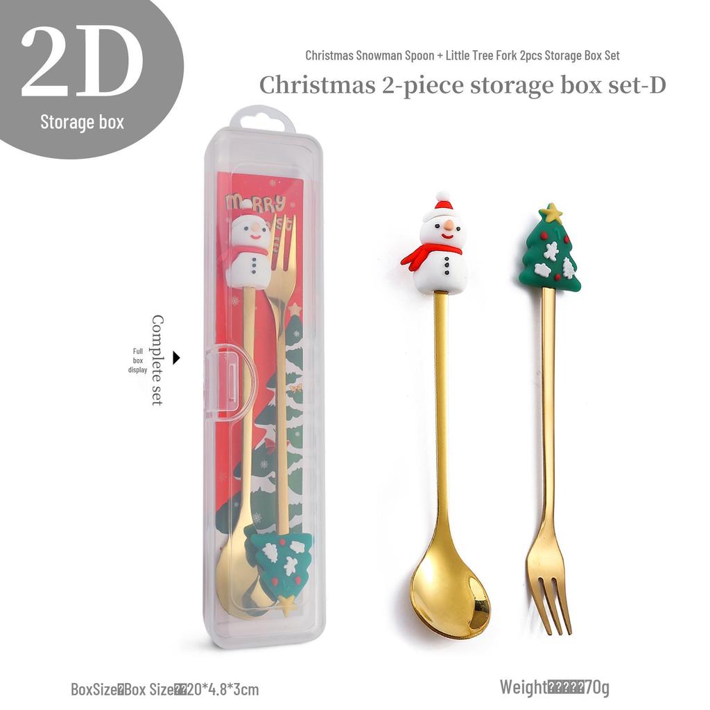Cross-Border Cute Snowman Christmas Spoon & Fork Set – Creative Dessert Tableware Gift