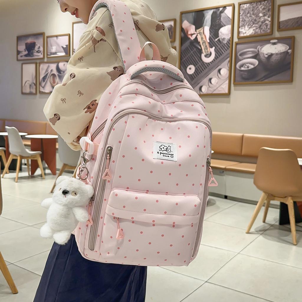 College Wave Point Backpack Junior Senior High School Lightweight Schoolbag Large Capacity Backpack