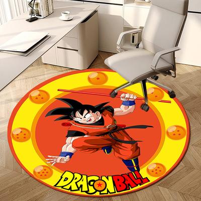 1pc Dragon Ball Character Artwork Round Carpet, Made of Polyester,Perfect for Decorating Office Chairs, Living Rooms,Vibrant Decorative Rug