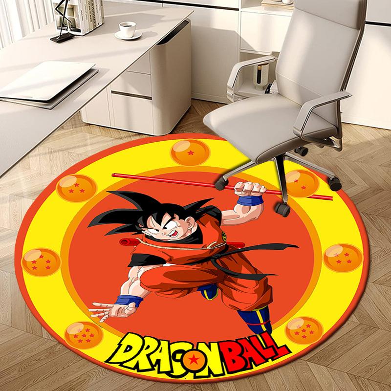 1 Stück Dragon Ball Charakter Artwork Runder Teppich, Hergestellt aus Polyester, Perfekt zur Dekoration von Bürostühlen, Wohnzimmern, Lebendiger Dekorativer Teppich