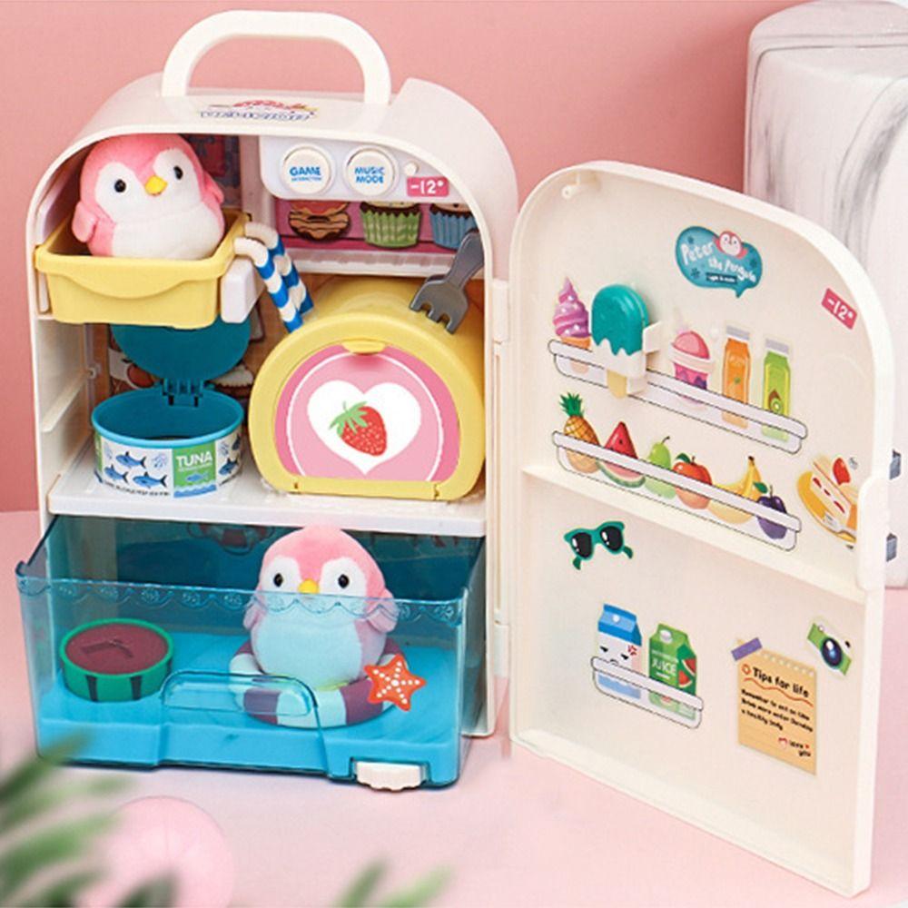 Model Crafts Children's Refrigerator Toys DIY Penguin Refrigerator Home Toys  Furniture Model