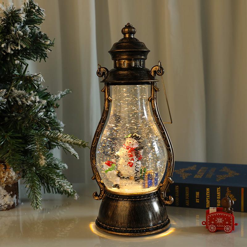 Luminous Rotating Snowfall Christmas Lantern: Handheld Refillable Oil Lamp Decoration with Music