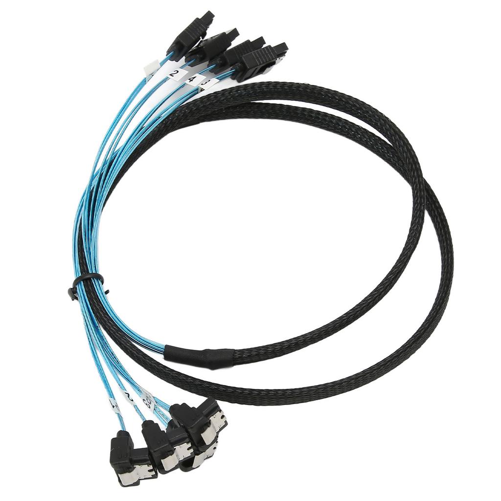 Mini SAS Kabel 4 SATA auf 4 SATA Gerade Gebogenes Kabel 6Gbps Entstört Doppelte Gruppe