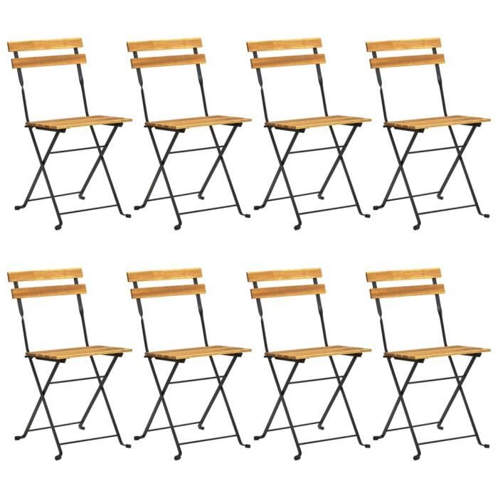3152107 vidaXL Chaises pliables de jardin 8 pcs Acier et bois d'acacia massif