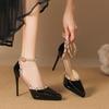 Versatile sandals new rivet pointed nude summer sexy waterproof table high heels imperial sister thick heel