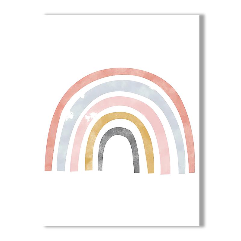 Child Canvas Print Pink Cartoon Cloud Sun Rainbow Wall Art Painting Nursery Poster Nordic Wall Pictures For Baby Kids Room Decor
