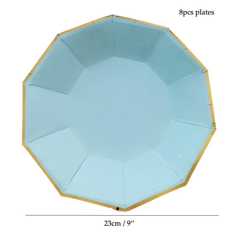 8 PCS/Lot Party Paper Plates Cups Pink Gold Happy Birthday Party Wedding Decoration Baby Shower Tableware Kids Birthday Decor