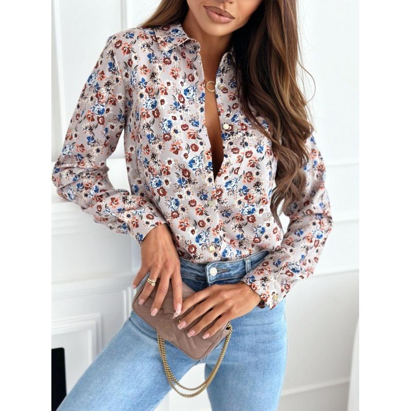 GMXIA Women's Fashion POLO Neck Long Sleeve Casual Blouses & Shirts