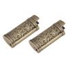 2pcs Retro Lighter Case Compact 3D Floral Stamped Engraving Zinc Alloy Protective Case Cover Bronze