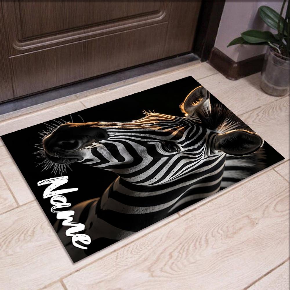 Custom Name LNTB002260915X1004==Zebra Printed Carpet,Rug for Office Chair Living Room Bedroom Kitchen Room Decor Gifts.