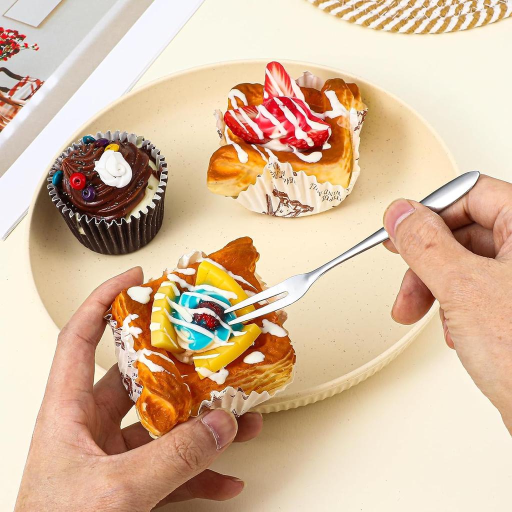 8 Pcs Mini Forks Appetizer Forks Small Fruit Fork for Appetizers Pastry Dessert Metal Forks Gift Set Mini Cocktail Stainless Steel Oyster Olive