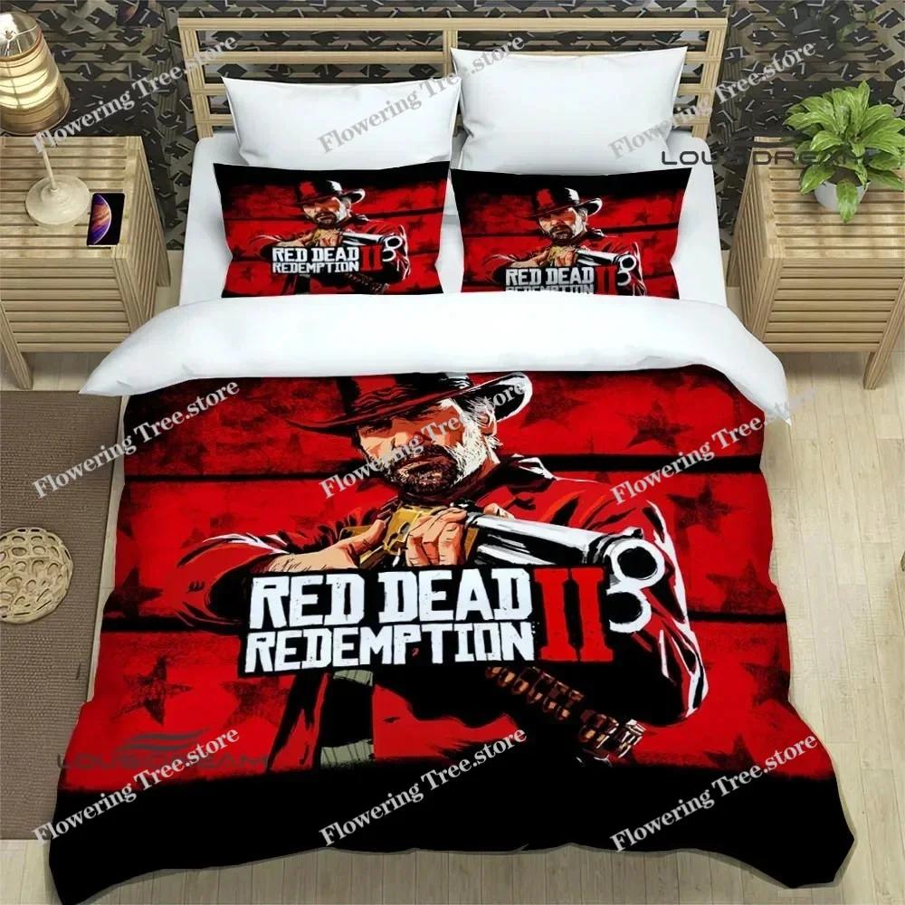 Red Dead Redemption 2 Print Bedding Sets Exquisite Supplies Set Duvet Cover Bed Comforter Set Bedding Set Luxury Birthday Gift