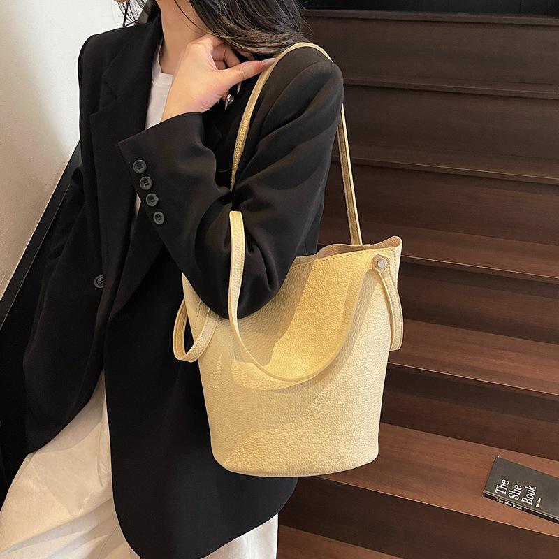 Trend Niche Design Child And Mother Bucket Bag Women'S Large-Capacity Solid Color Simple Casual Shoulder Bag