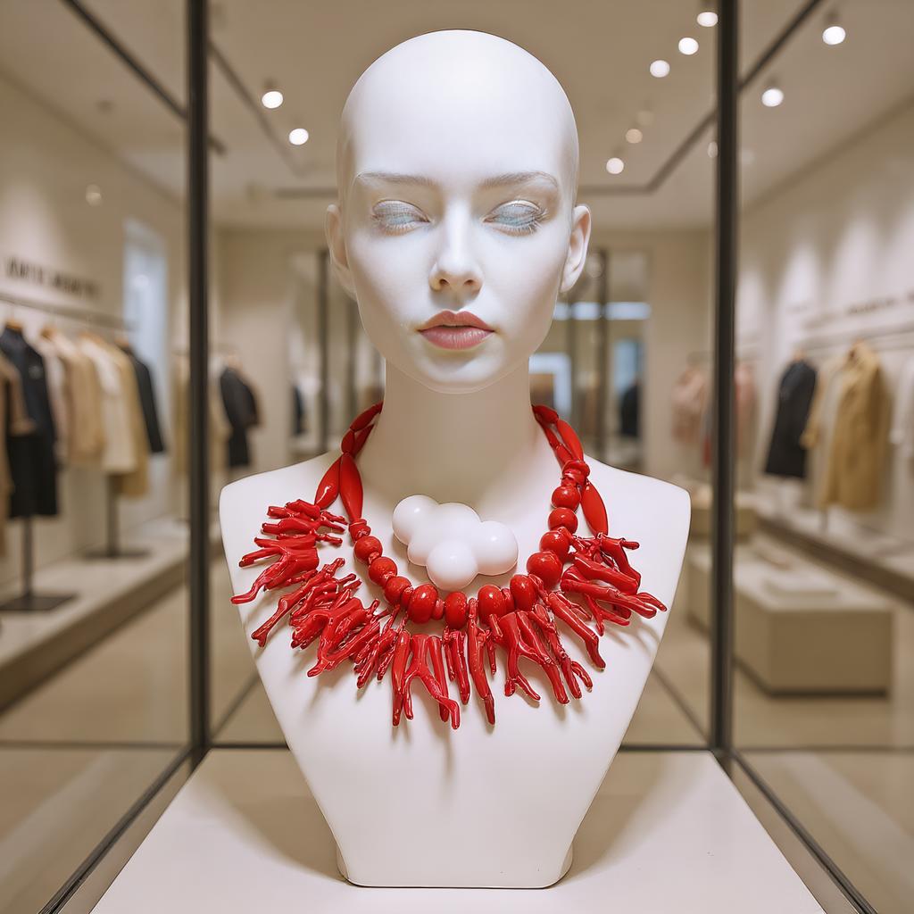Bohemian Style Double-layer Resin Coral Necklace for Women, Fashionable and Personalized Plant Red Gothic Halloween Accessories