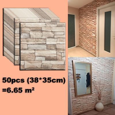 50 шт. 3D пенопластовые наклейки на стену, панели, кирпичные водостойкие клейкие обои для гостиной, спальни, дома, дома, декора для ванной комнаты
