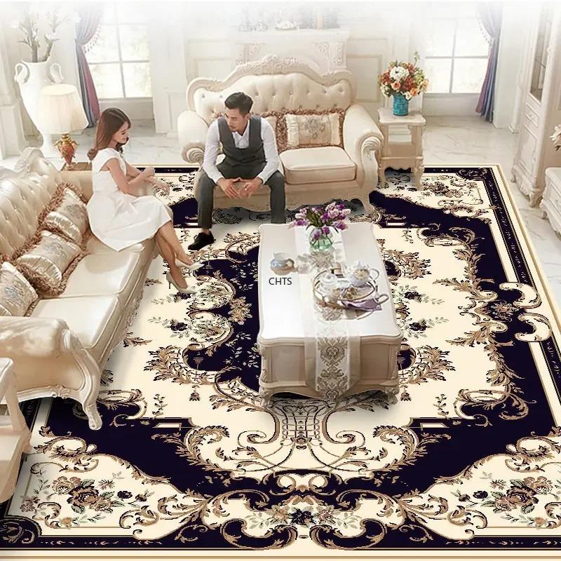 European Retro Large Rugs for Living Room Home Decoration Luxury Bedroom Carpet Washable Sofa Table Mat High-end Cloakroom Rug