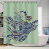 Japanese Wave Art Shower Curtain Ocean Beach Coastal Bathroom Decor Sea Liner Backdrop Japanese Style Home Textile