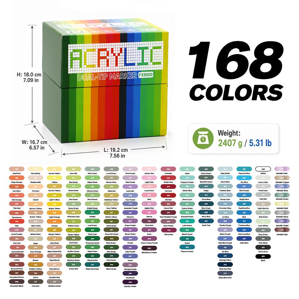 Student Art Double-Ended Acrylic Markers Set - Soft & Hard Tips, Professional Quality