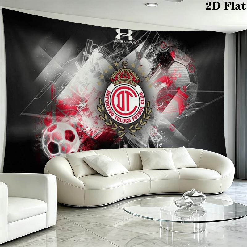 Deportivo Toluca FC Logo Wall Tapestry Aesthetic Wall Hanging Printed Fabric Blanket Decorative Tapestries for Bedroom Living Room Home Decor