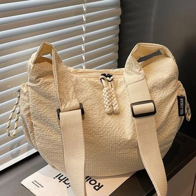 Japanese Style Casual Cloth Bag Crossbody Bag Female College Students Commuting To Class, Large Capacity Simple Dumpling Bag