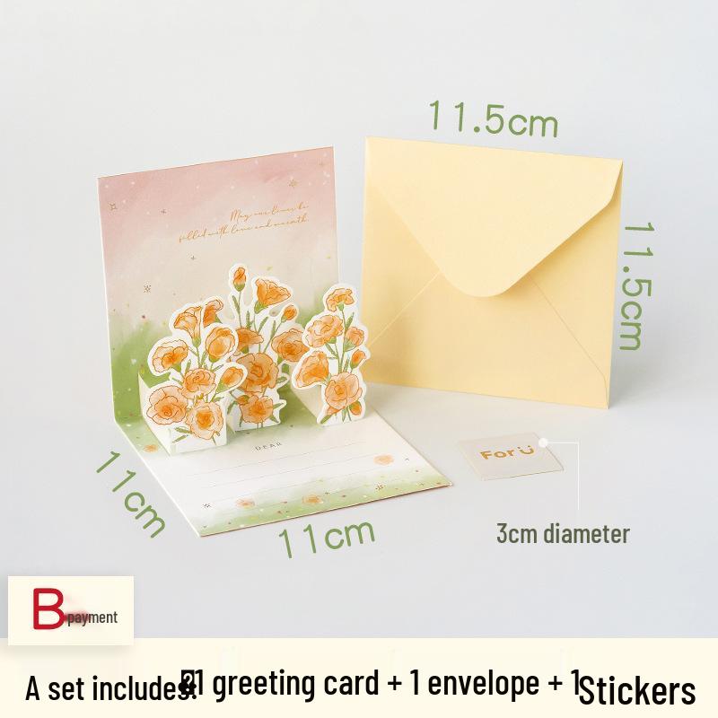 Creative 3D Floral Greeting Card for Holiday or Birthday Appreciation