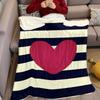 Heart Stripe Flannel Blanket Warm Soft Halloween Christmas Couch Warm Cozy Decorative Decor Gift for All Season