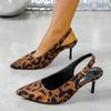 Mode 2025 Neue sexy Temperament Senior-Sinn feine Absatzsandalen spitz Satin Leopardenmuster High Heels Damenschuhe Plateau-Sandalen