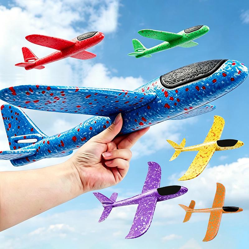 Foam Glider Airplane Toy 38/48cm Hand Launch Throwing Plane with 2 Flight Modes EPP Foam Stunt Plane for Kid Outdoor Sports Game