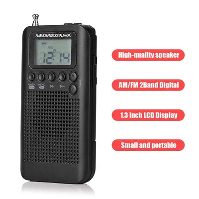 HRD-104 1.3 Inch LCD Digital Display Pocket AM FM Radio with 40mm Driver Speaker