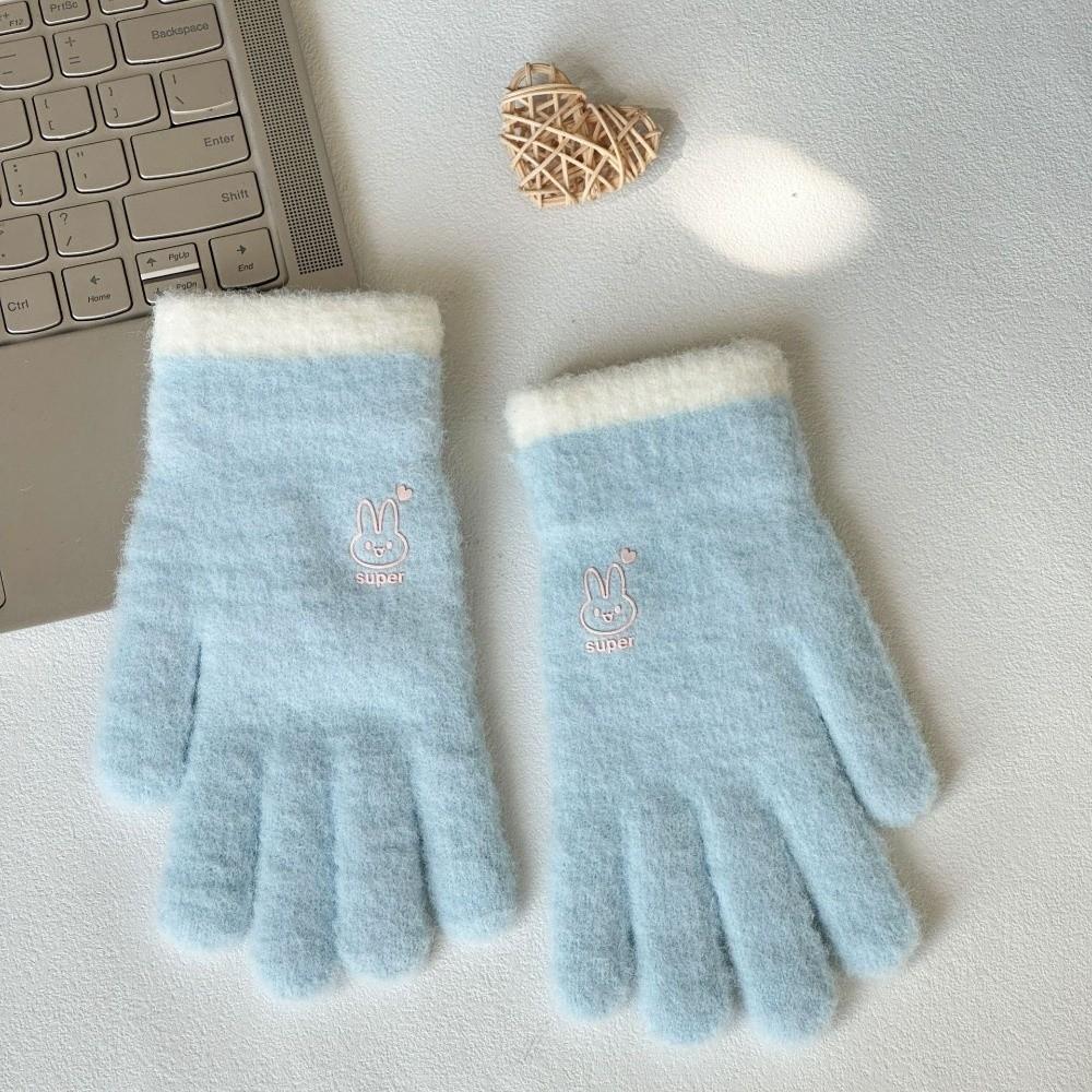 Elastic Knitted Gloves Thickened Fleece Lined Gloves Fashion Winter Gloves  for Women