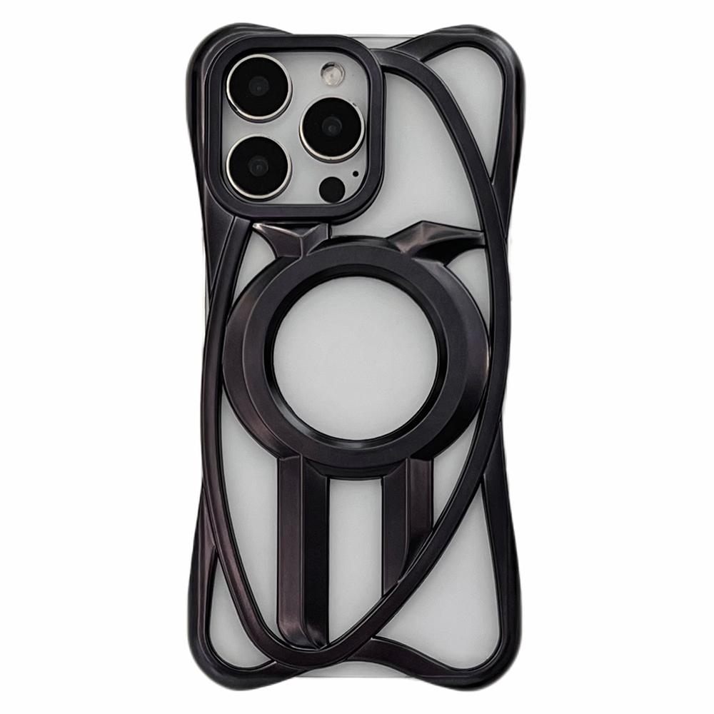 For iPhone 16 Pro Matte Case Compatible with MagSafe Frameless Electroplated Hollow Design TPU Phone Cover