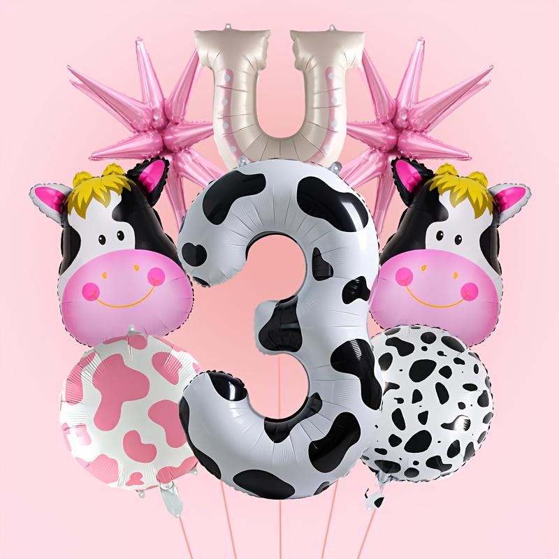 8 st Tecknad Mjölk Tjurhuvud Ballong 40 Tum Ko Mönster Siffra Födelsedagsballong Set Söt Djur Partydekoration Festivaltillbehör