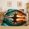 Fantasy Tree of Life Norse Viking Yggdrasil Flannel Blanket Soft Throw Blanket for Bedroom Living Room Bed Picnic Nap Cover Gift