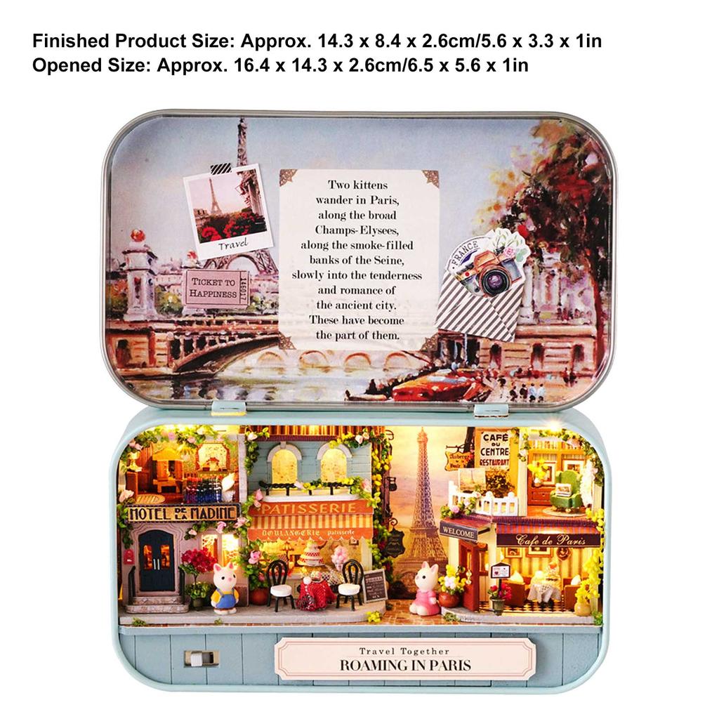 DIY Wooden Doll House Box Miniature Toy with LED Light Decoration Birthday Christmas Gift Toys for KidQ-012