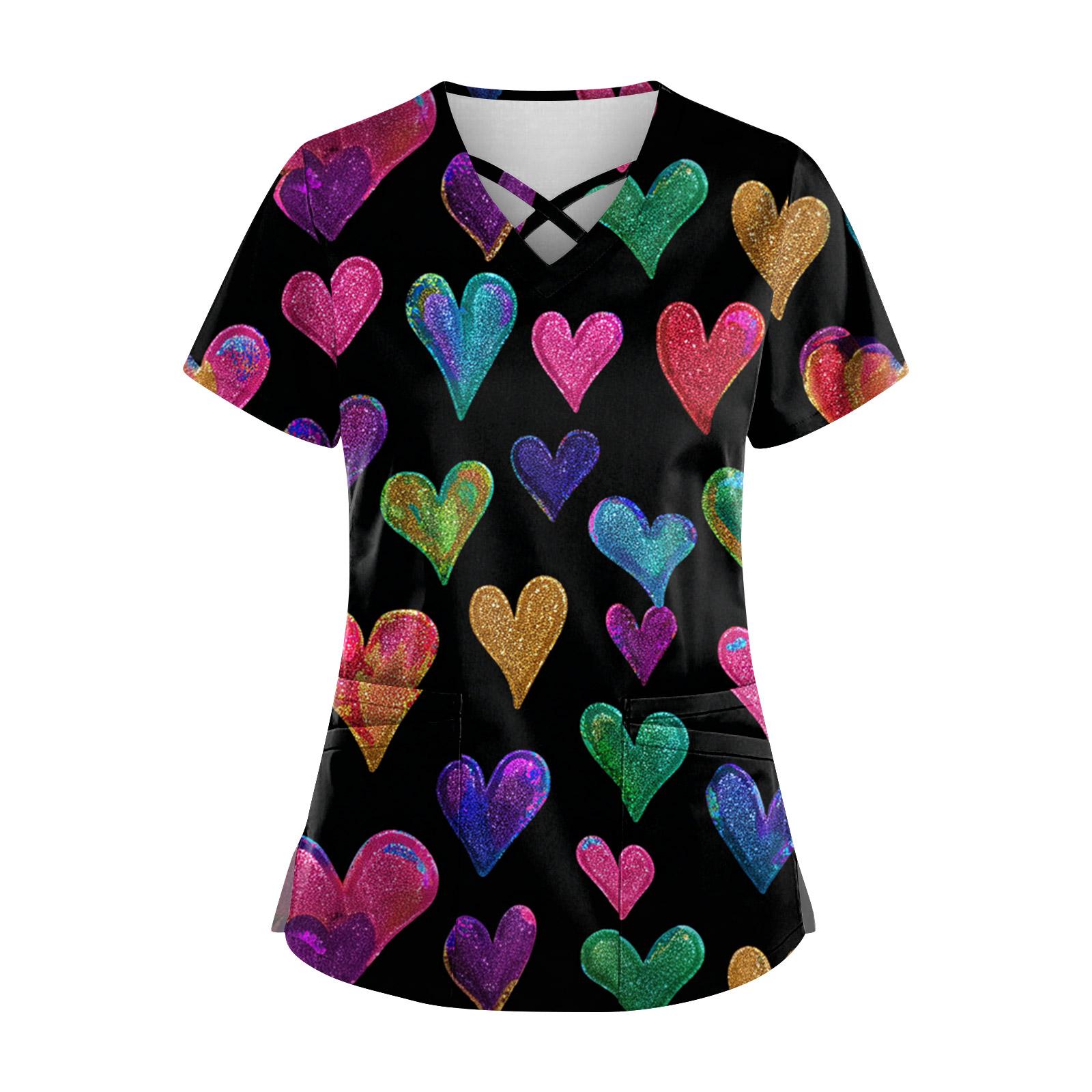 

Женский топ с коротким рукавом, ступенчатым V-образным вырезом, принтом и карманом, быстросохнущий XXXL