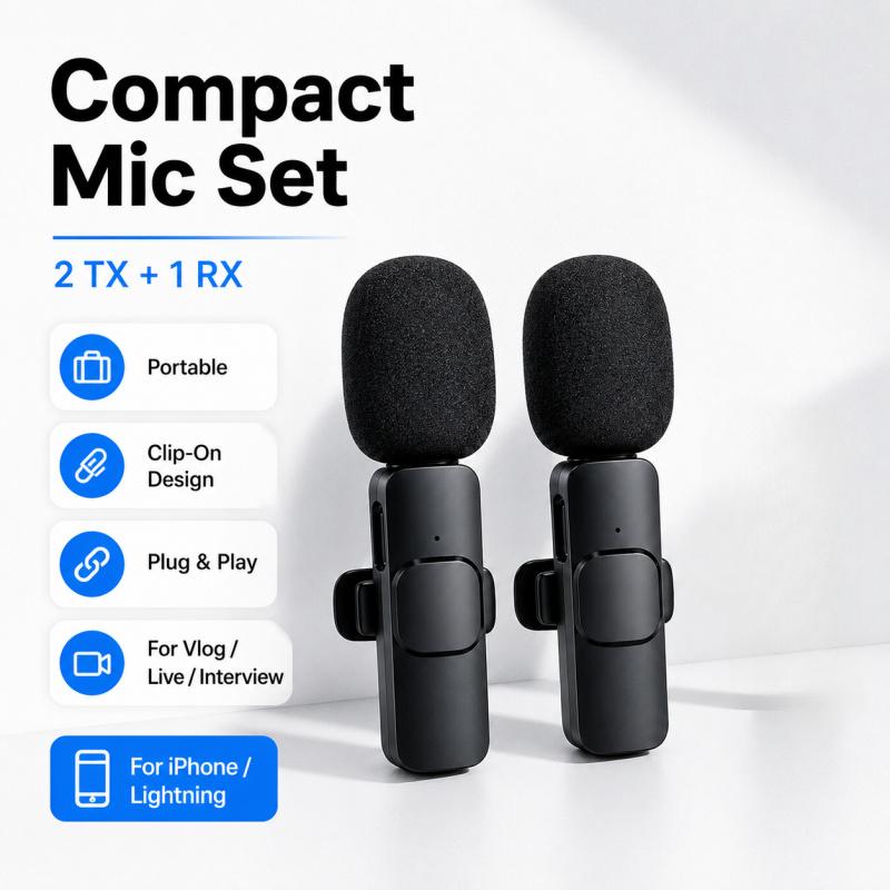 K8 K9 2.4G Wireless Lavalier Microphone for Phone, Noise Reduction Clip On Mic with Monitoring & Reverb for Live Streaming, Inte