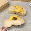 Fashion NEW 8.5CM Wedge Slippers for Women Summer Non Slip Platform Sandals Woman Open Toe Comfortable Female Chunky Beach Slippers